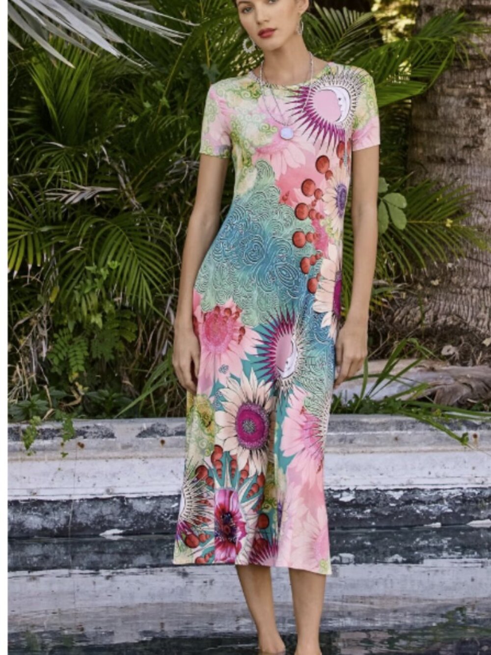 Johnny Was The Janie Favorite Cap Sleeve Midi Dress Size M Floral NWOT